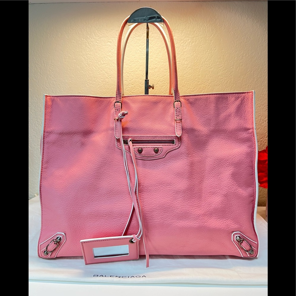 Balenciaga Large Pink Leather Tote